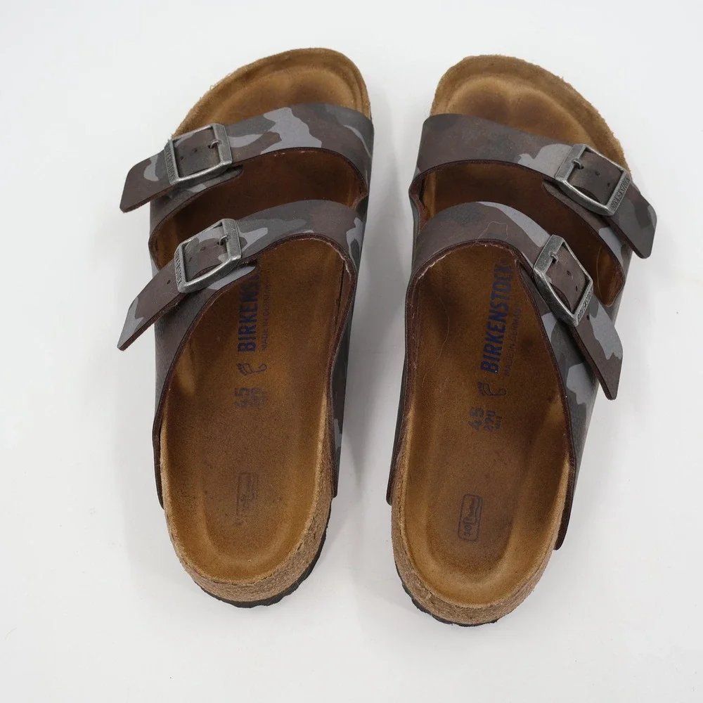 Birkenstock Arizona Sandal Mens 45 Camouflage Brown Soft Footbed Slide Buckle